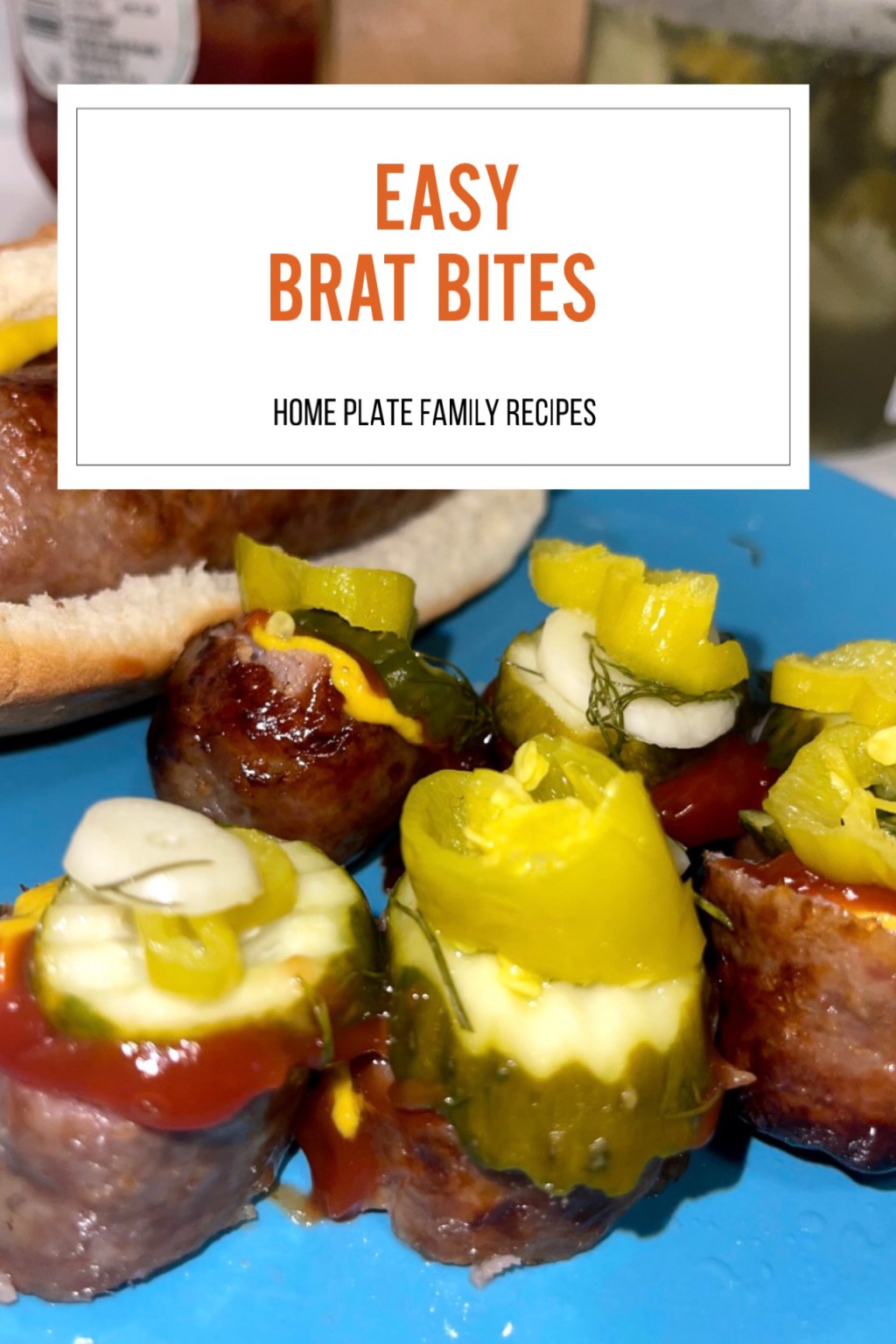 Brat cut up to serve as brat bites